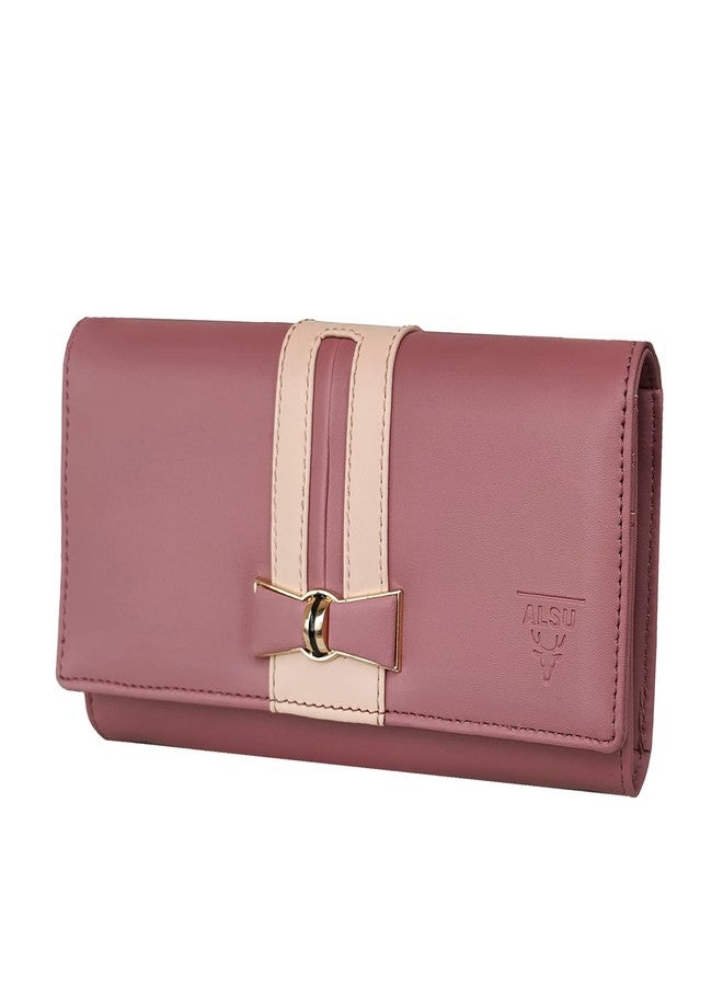 ALSU Women's Faux Leather Hand Wallet Clutch Trendy | 6 Card Slots | Phone Pocket | Zipper Pockets| Hand Purse (Peach) - Image 1